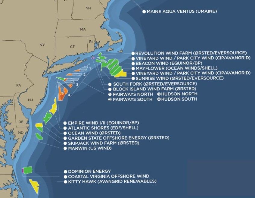 a map of coast wind energy sectors