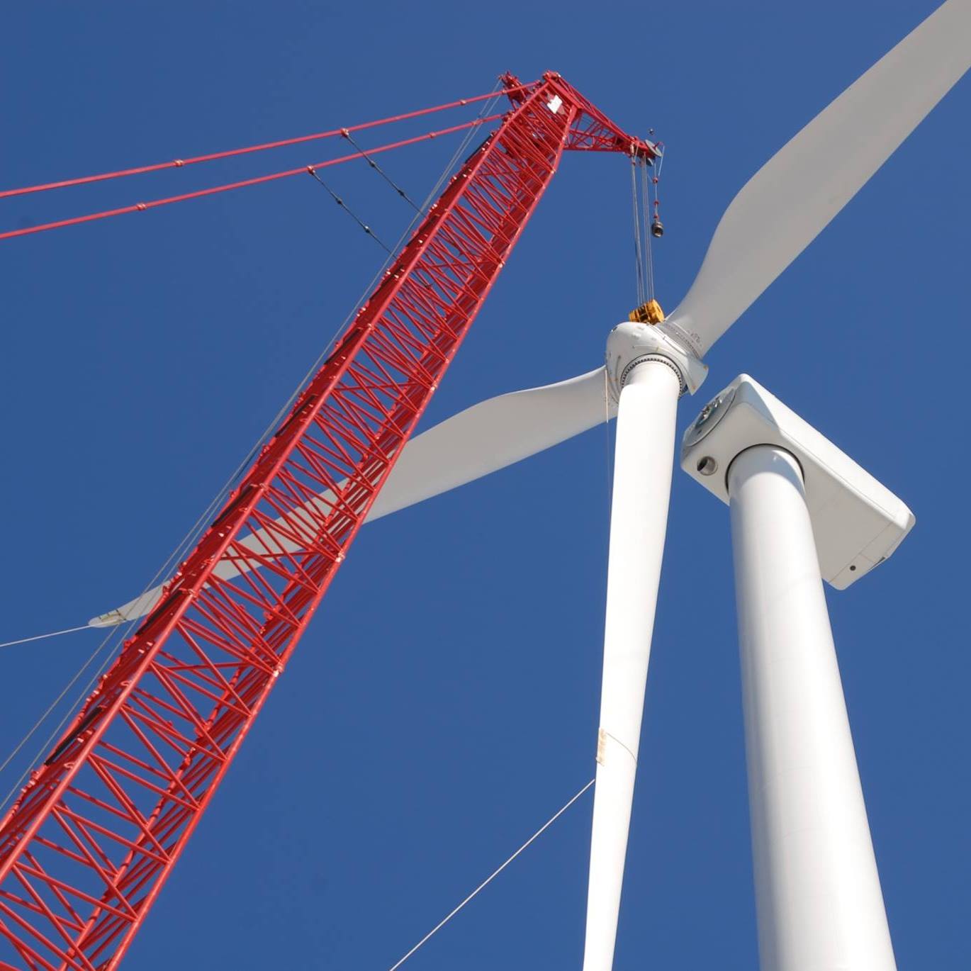 A crane and construction of a wind turbine
